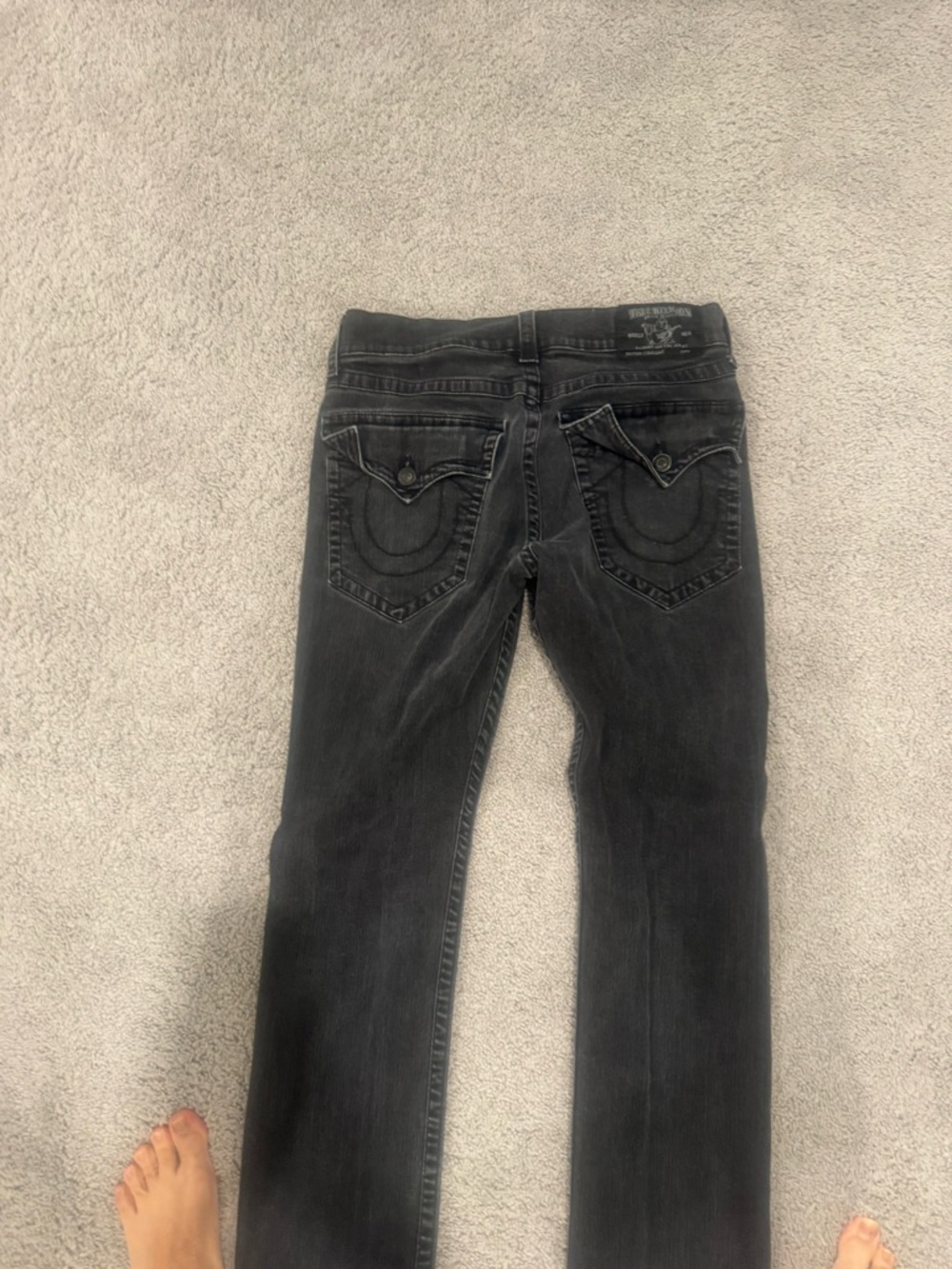 True Religion Men's Charcoal Gray Straight Jeans